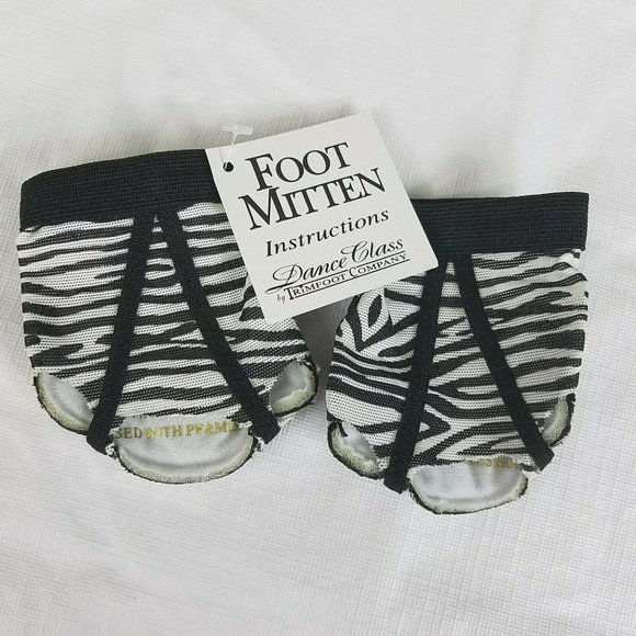 Foot Mittens Dance Class Toe Socks shoe Zebra Print Small - Picture 1 of 7